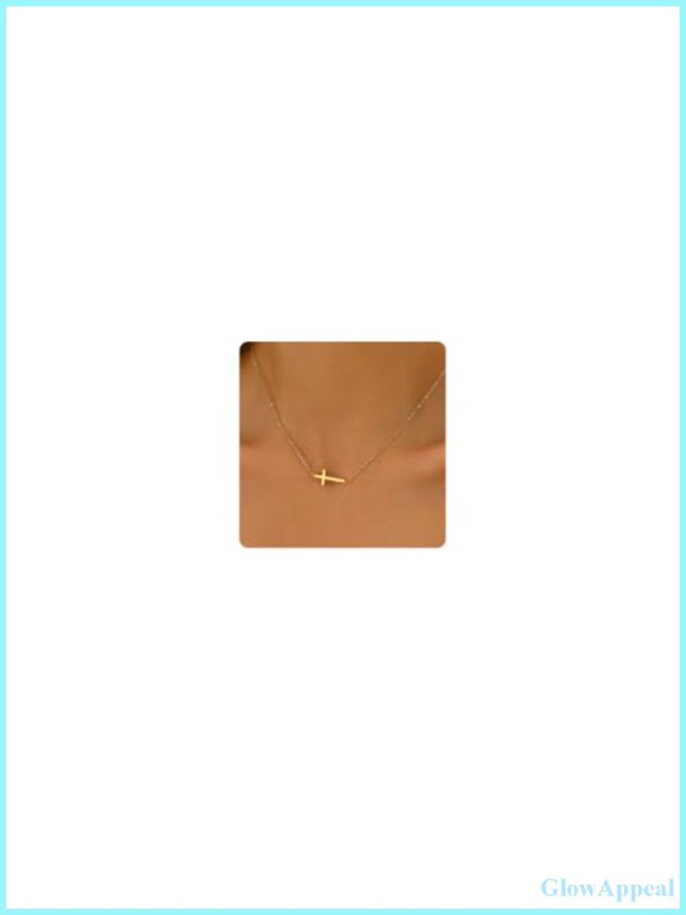18K Gold Plated Sideways Cross Necklace Stainless Steel Dainty Faith Jewelry